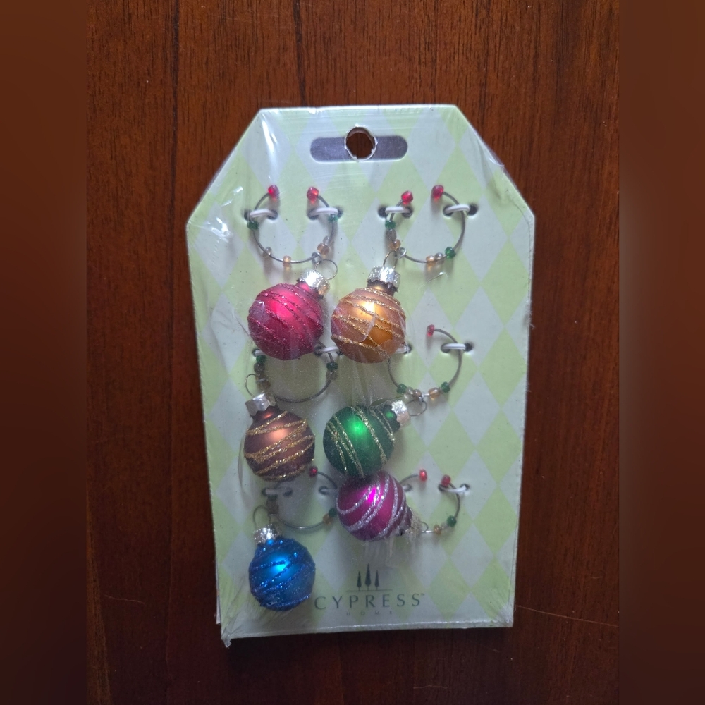 Cypress Multicolor Ornament Wine Charms Set Of 6